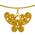 24k Gold Plated Omega Choker Necklace with Butterfly Pendant W299