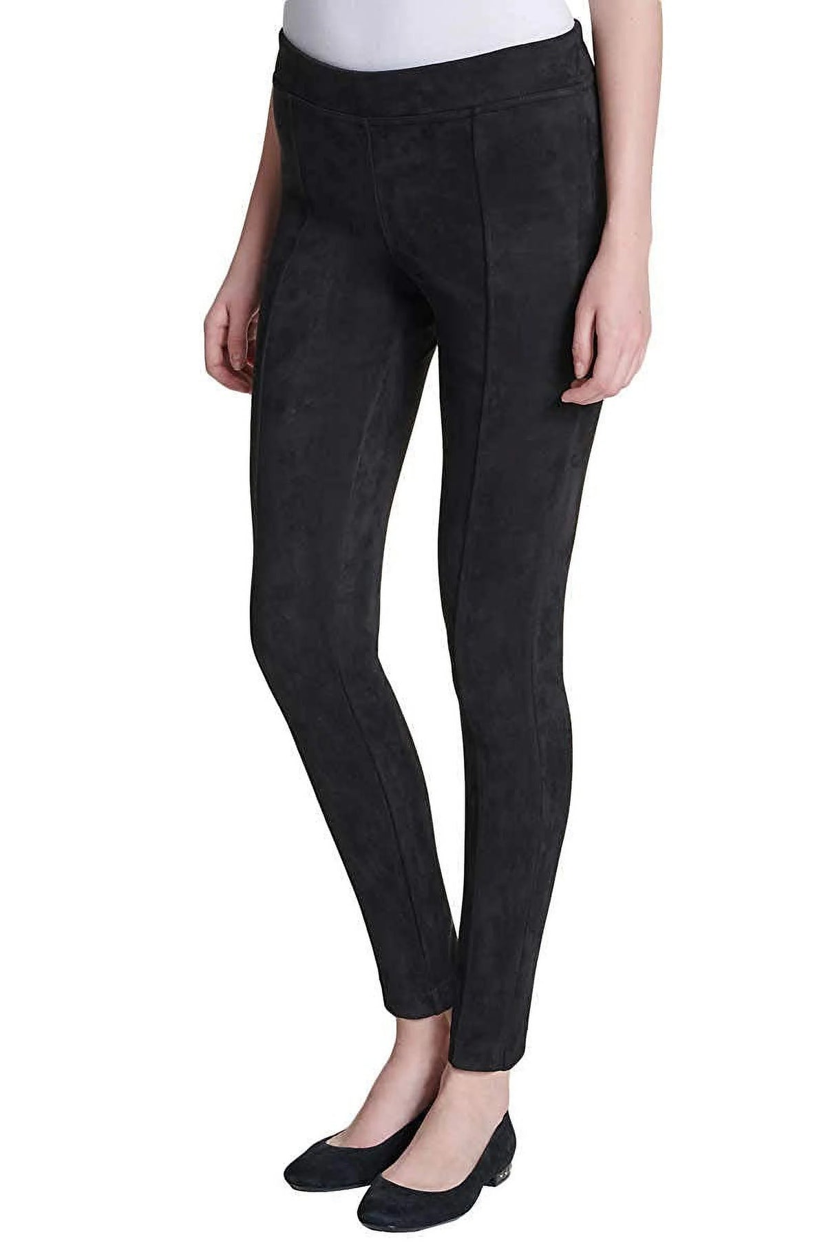 Black Mid Rise Slim Fit Pull On Pants E52073