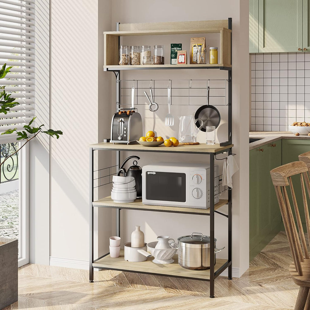 4 Tier Kitchen Utility Storage Shelf Cart on Wheels with Side Hooks (Gray) N84670