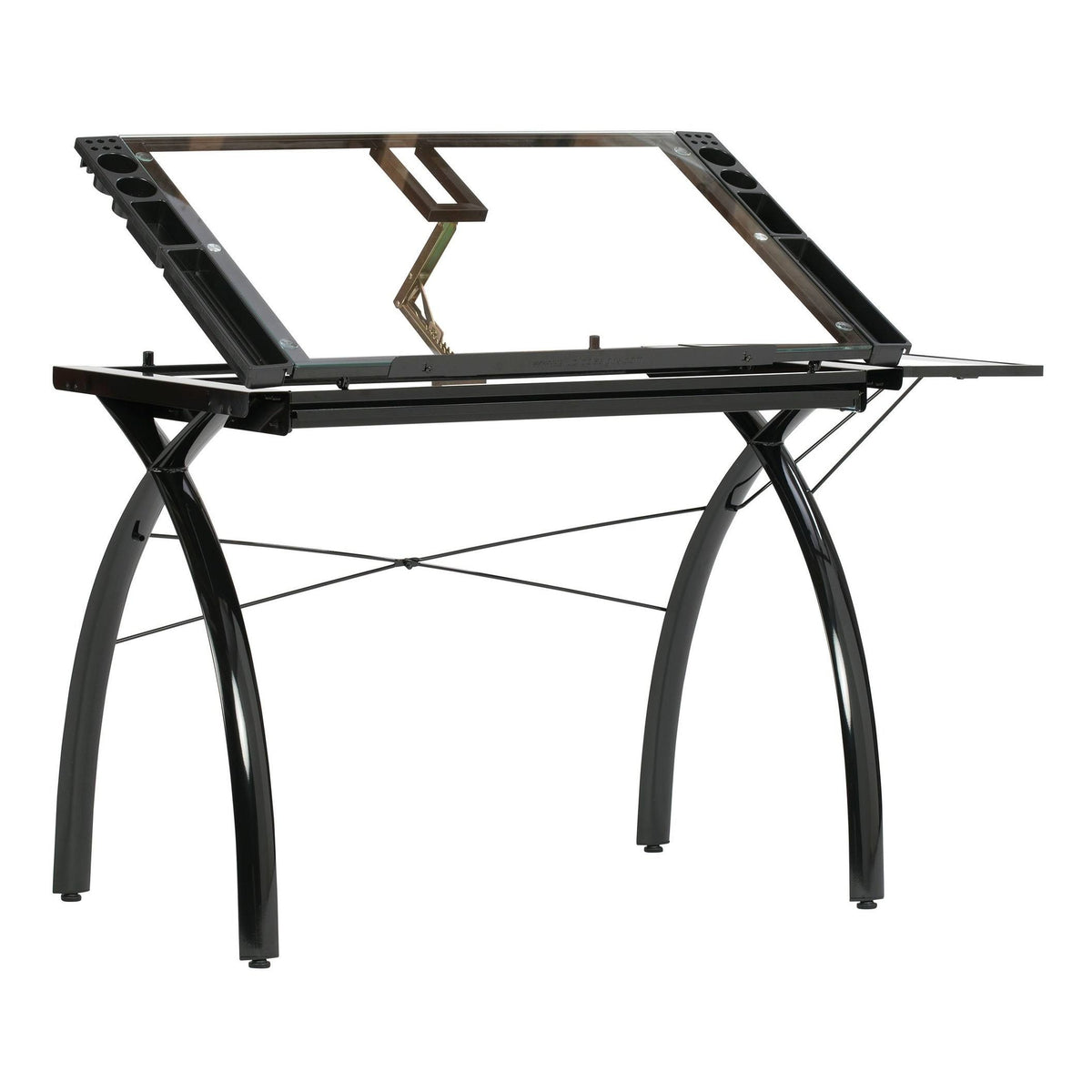 Black Clear Glass Craft Station with Folding Shelf Z725236