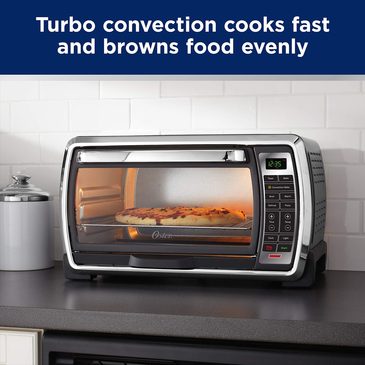 Digital Convection Toaster Oven, 6-Slice, Black/Polished Stainless N778235