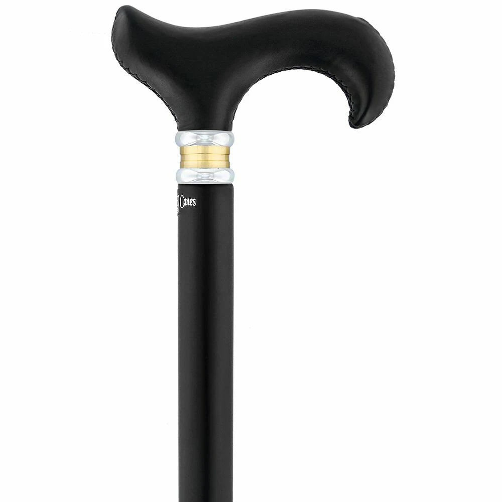 Silver 925r Fritz Leaves Handle Walking Cane with Black Beechwood Shaft and Collar A691743
