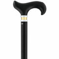 Silver 925r Fritz Leaves Handle Walking Cane with Black Beechwood Shaft and Collar A691743