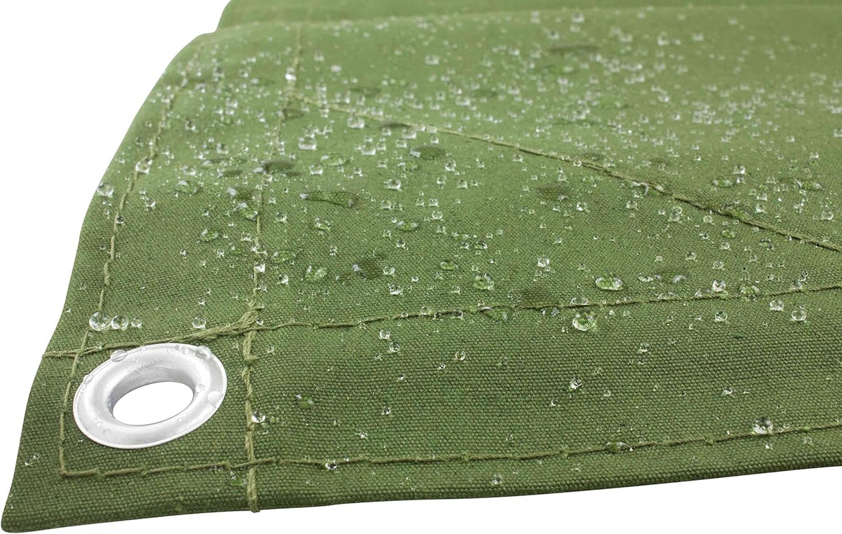 Green Canvas Tarp 12oz Heavy Duty Water Resistant 10' x 16' Pack of 2 I38401
