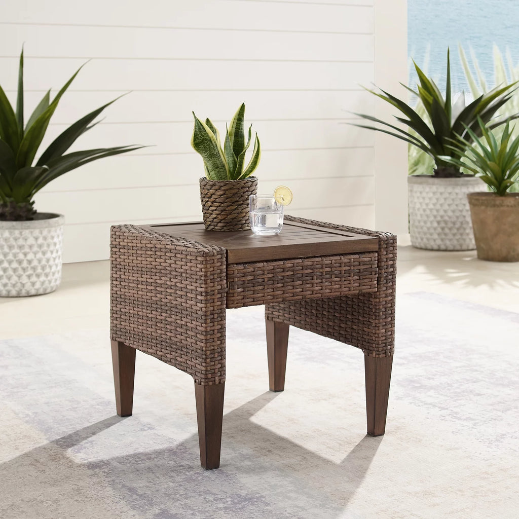 Brown Wicker Side Table N317