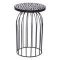 Black Metal Accent Table with Bone Inlay Top O5741