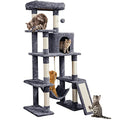 Black 63in Multi-Level Cat Tree with Sisal-Covered Scratching Posts Z17232