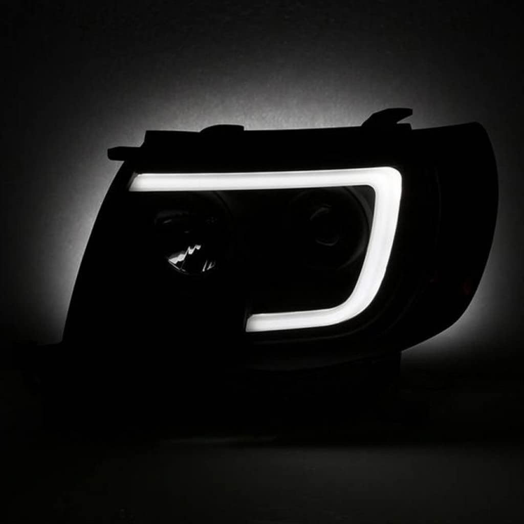 Black Smoke Headlights Pair with Light Bar DRL B3417
