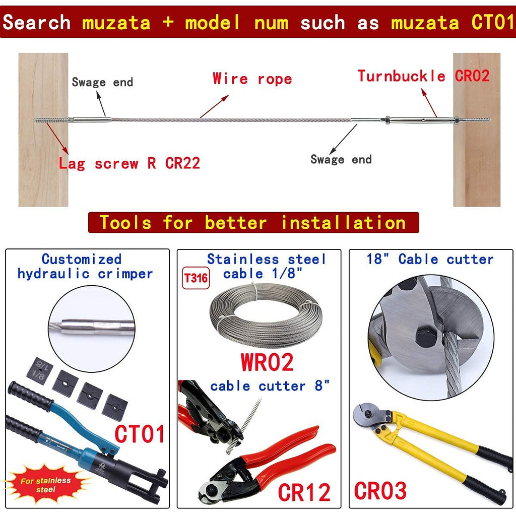 10 Set T316 Stainless Steel Cable Railing Kit O3237