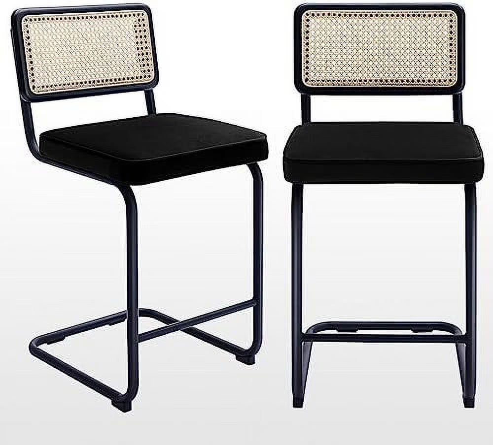 Rattan Counter Height Stools Set of 2 24'' Faux Leather X734