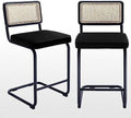 Rattan Counter Height Stools Set of 2 24'' Faux Leather X734
