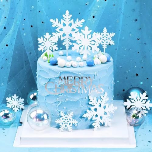 10Pcs Christmas Cake Toppers Acrylic Mirror Gold Silver C778