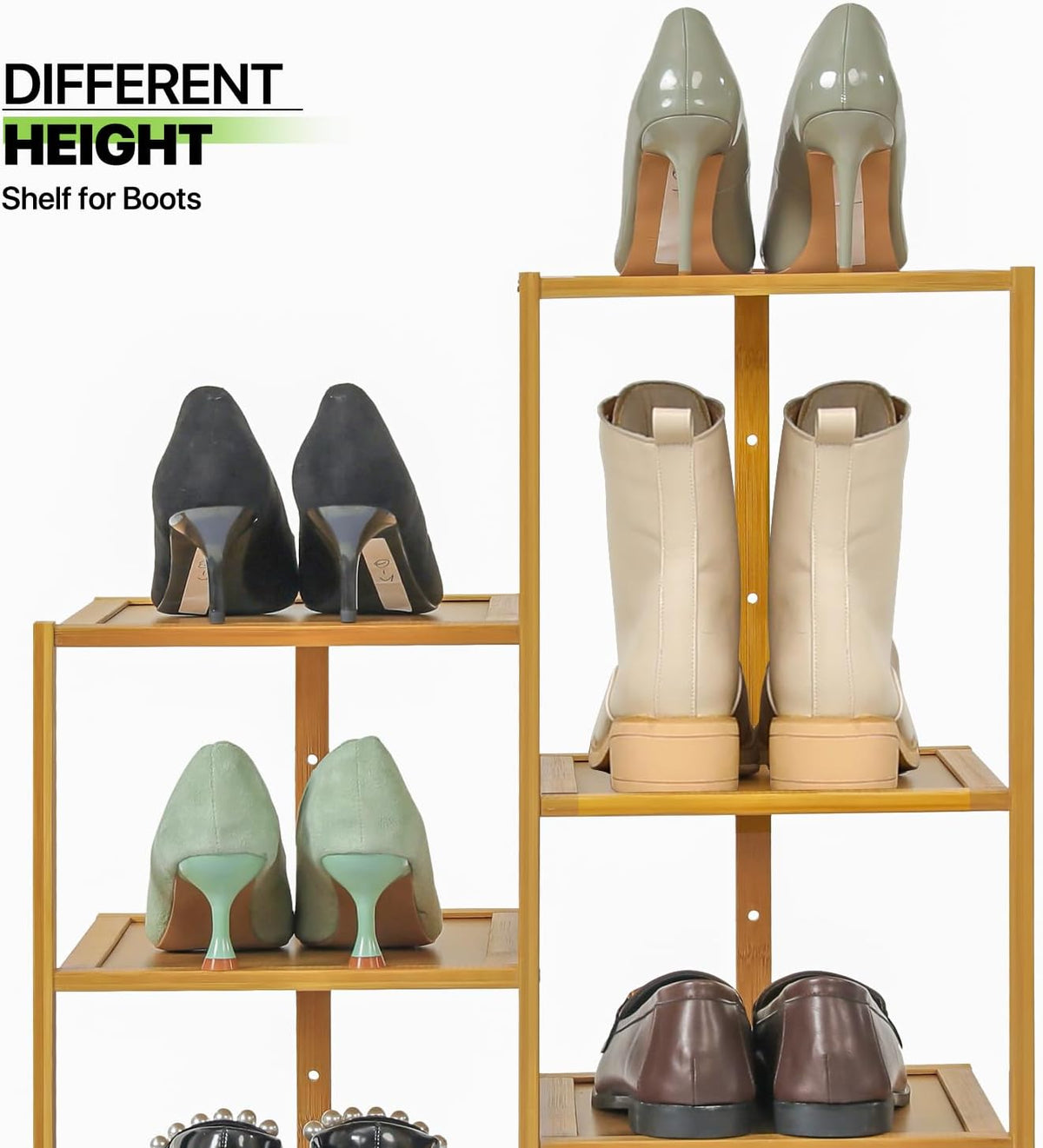 Bamboo 12-Tier Vertical Double Row Shoe Rack (Natural) L1459