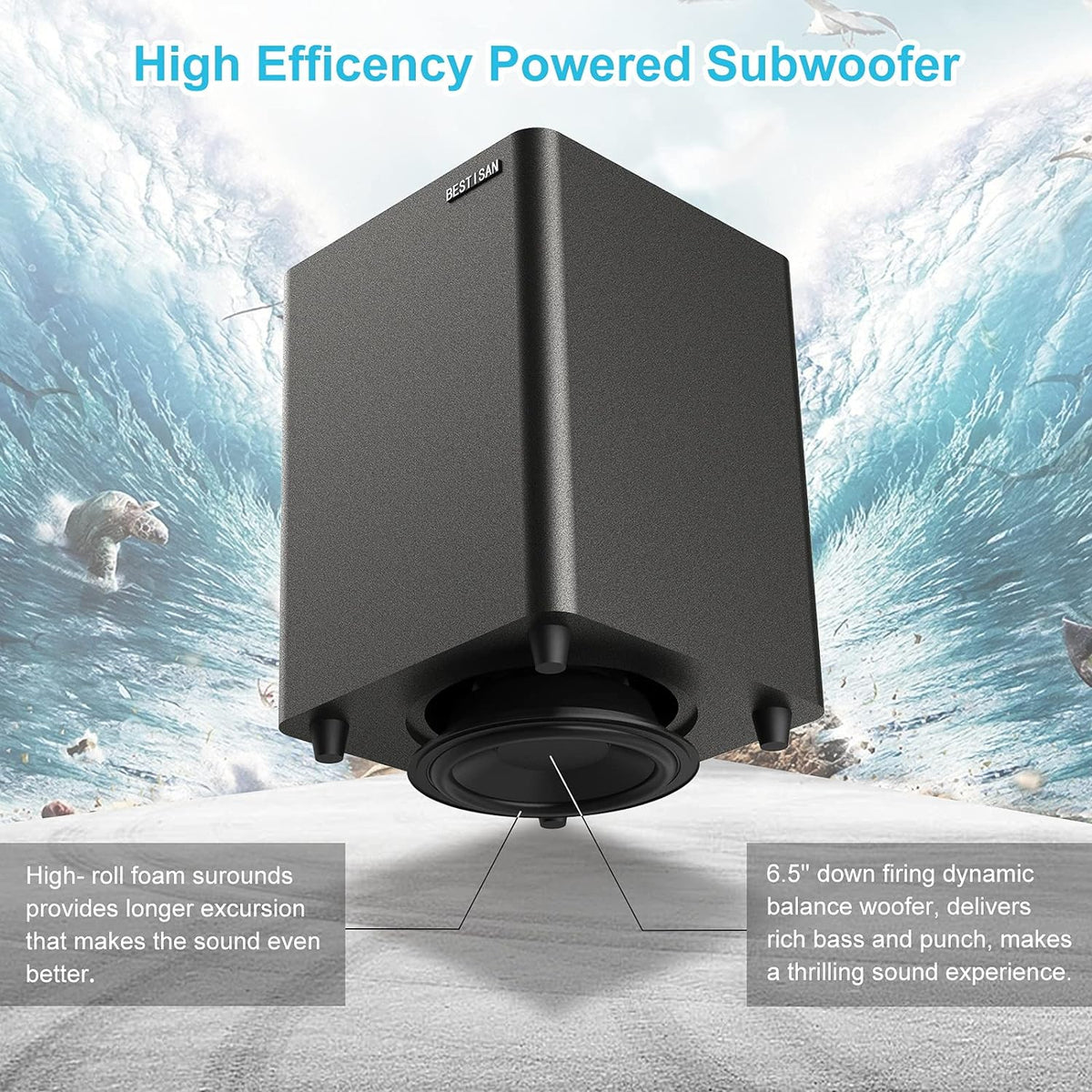 Powered Down Firing Subwoofer, Black A10334