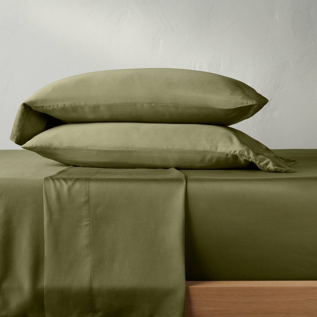 400 Thread Count Washed Lyocell Sheet Set Moss Green Q9426