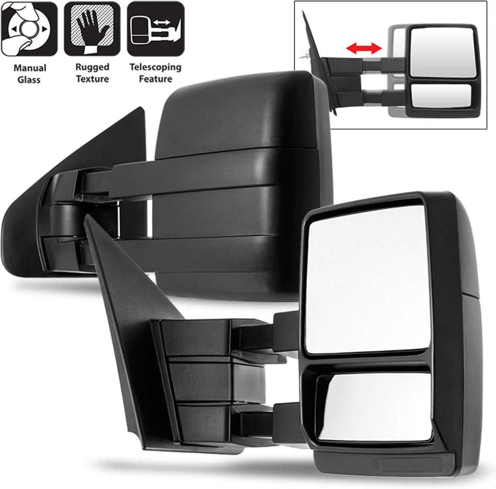 Ford F150 Pickup Truck Manual Towing Telescoping Side Mirrors Left+Right O744444