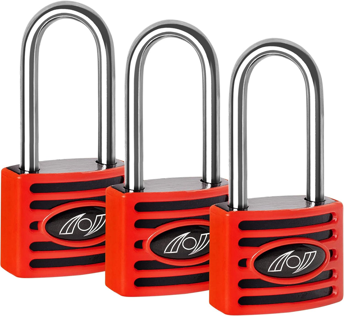 2.5 Inch Long Shackle Keyed Alike Padlocks 6 Pack Red K8495