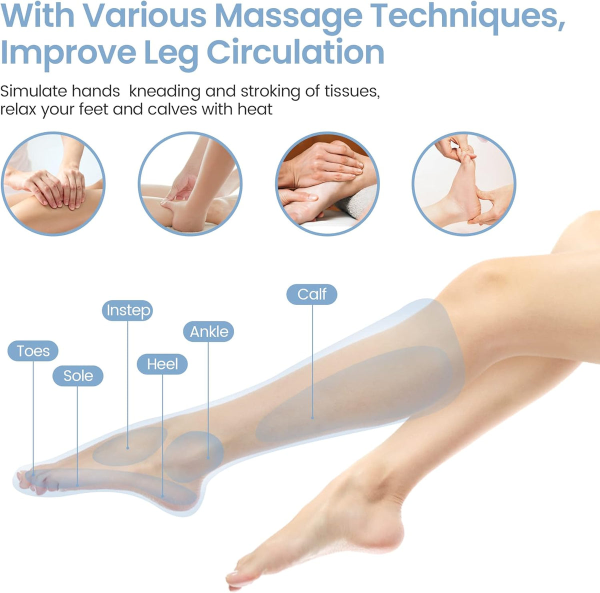 Leg Massager with Air Compression and Heat, Foot and Calf Massage Machine with Hand-held Controller E973954