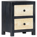 Hand Carved Gray Solid Mango Wood Bedside Cabinet I357022