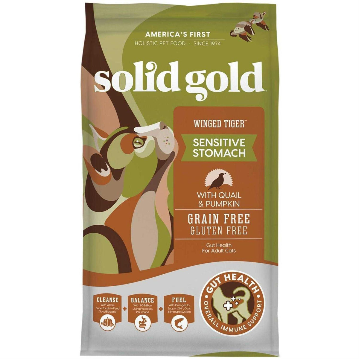 Solid Gold Winged Tiger Quail & Pumpkin Adult Dry Cat Food X3373