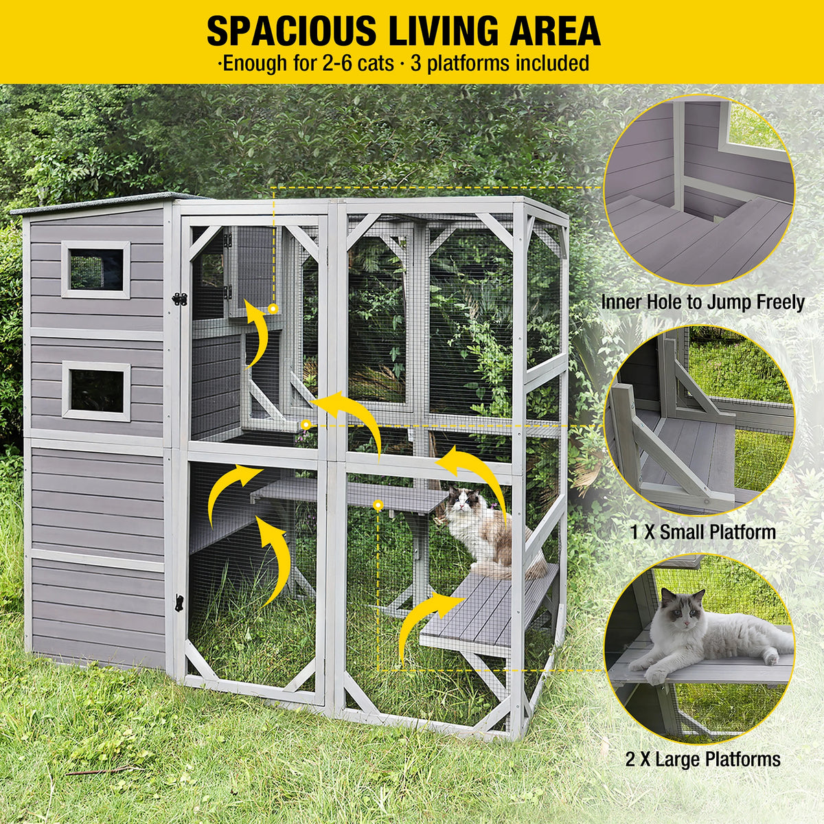 70''H 4 Tiers Outdoor Cat Cage K783923