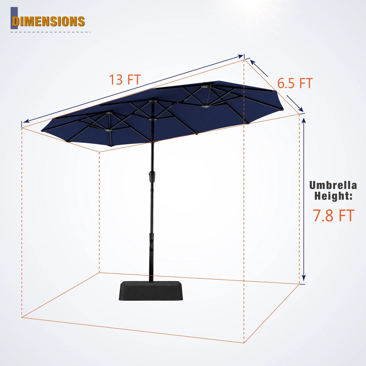 13FT Double Sided Patio Umbrella with Crank Handle Q54667