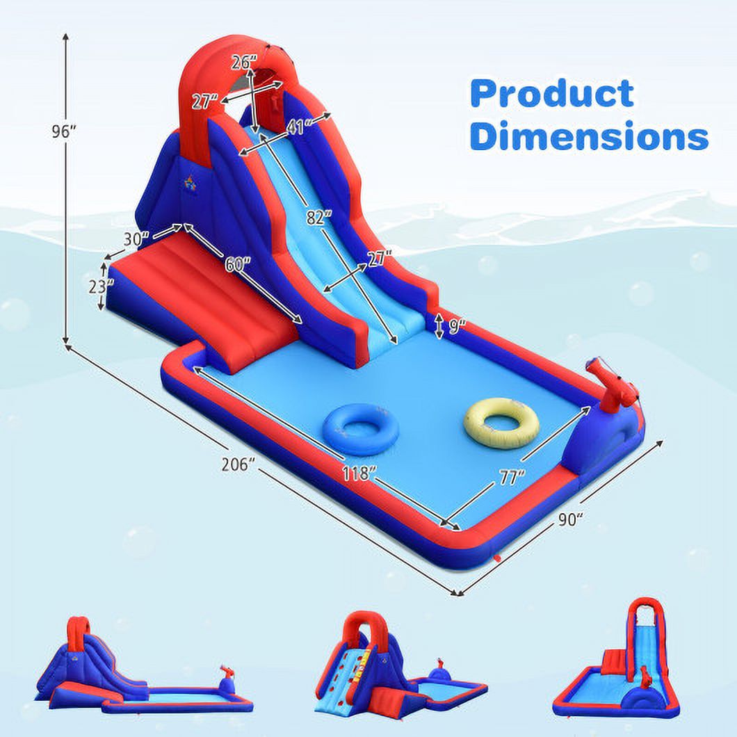 5-in-1 Inflatable Water Slide with Climbing Wall N639538