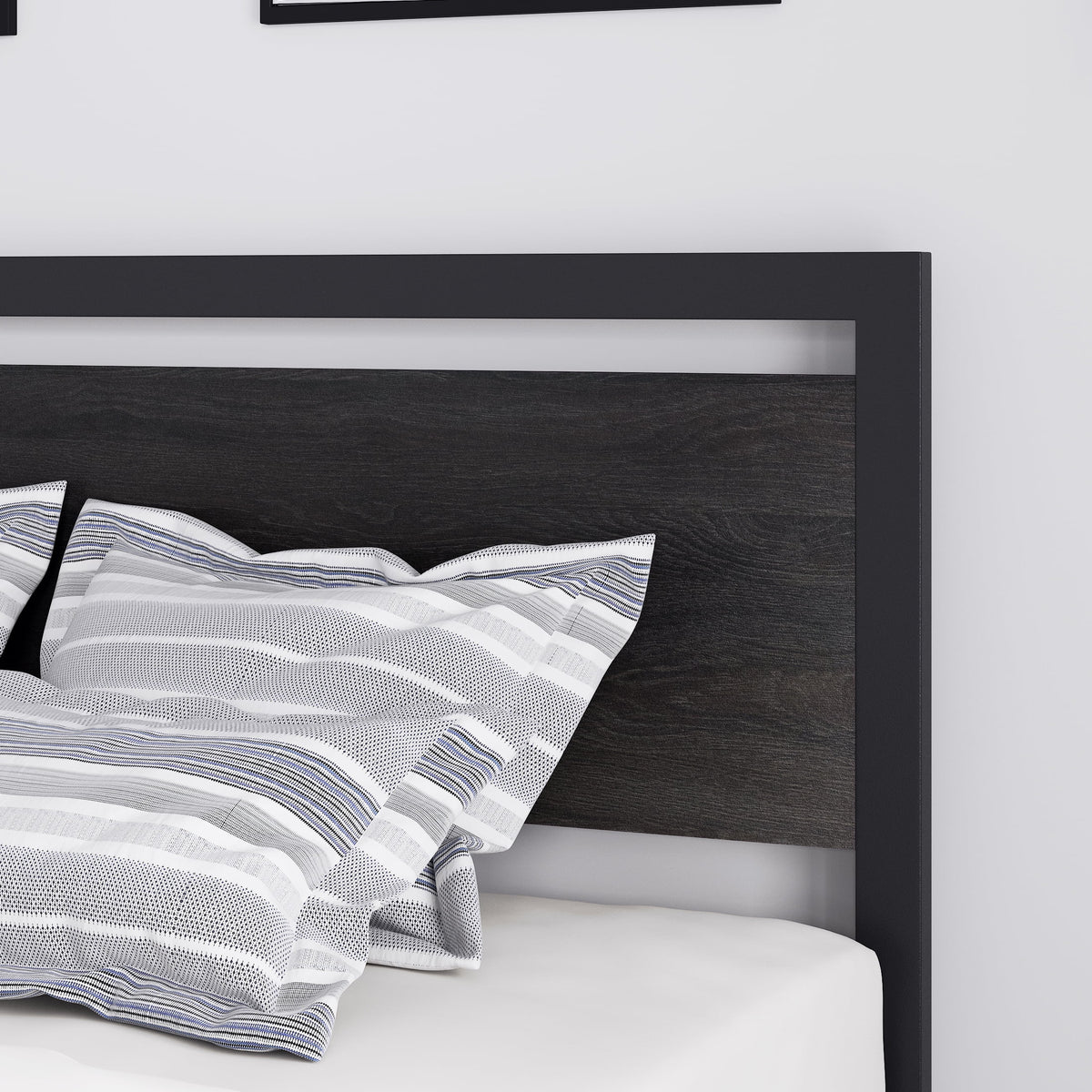 Queen Size Metal Platform Bed Frame with Wooden Headboard Footboard H7338