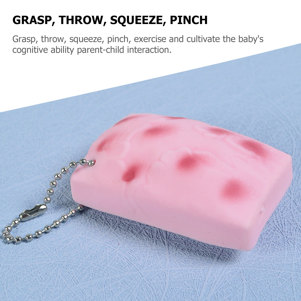 3 Pcs Squeeze Tofu Toy Cartoon Miniature Key Hanging Decor K5833