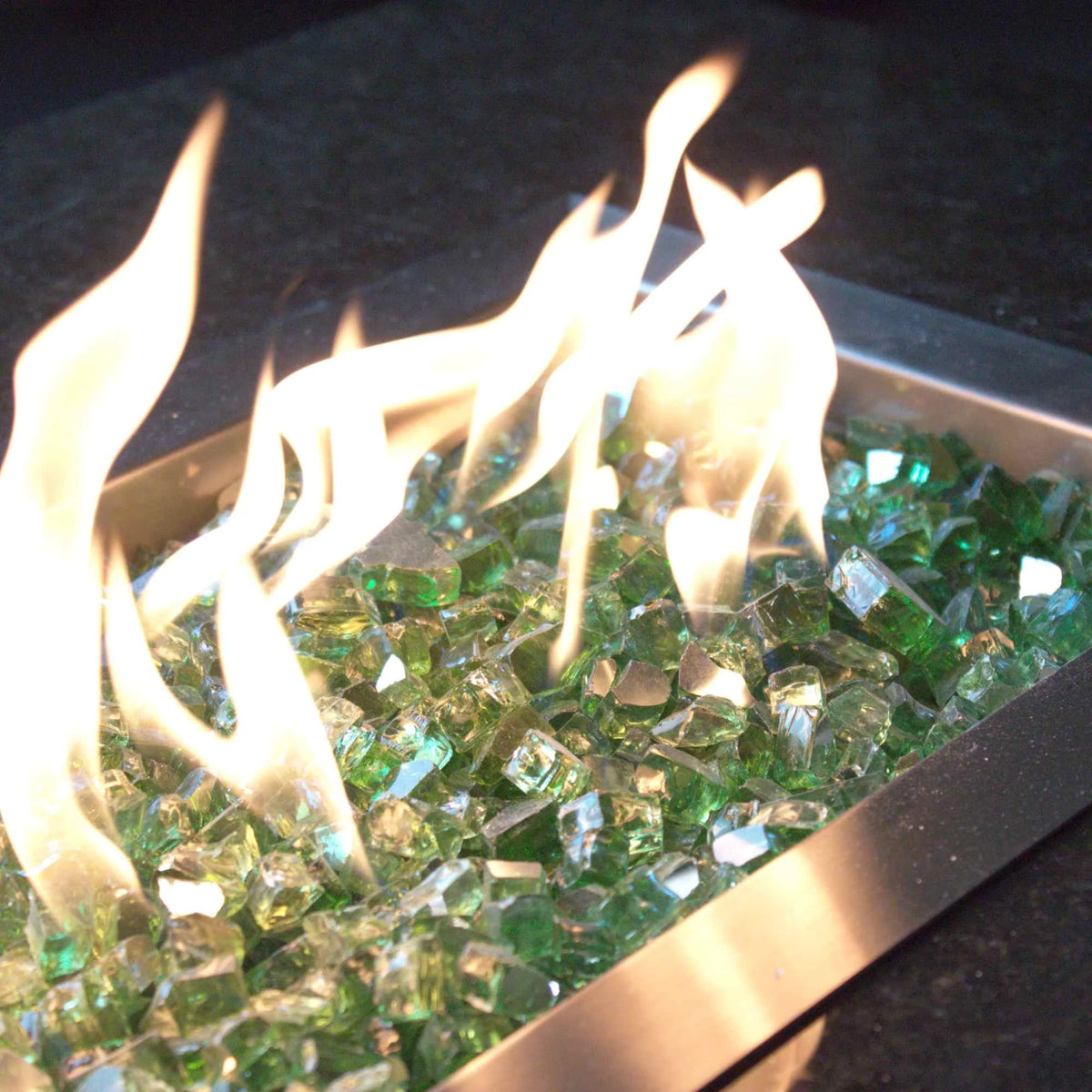 Green Reflective Tempered Fire Glass 1/2", 10 lb. Jar D791