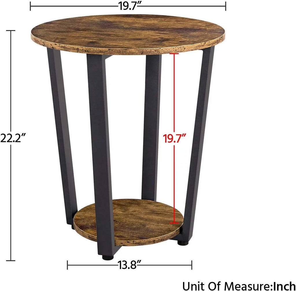 Small Round Side Table with Storage Shelf T8719