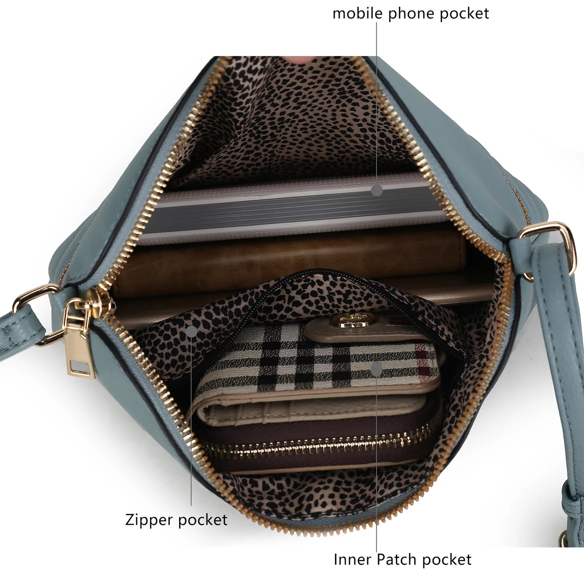 Brown Vegan Leather Medium Crossbody Handbag I96583