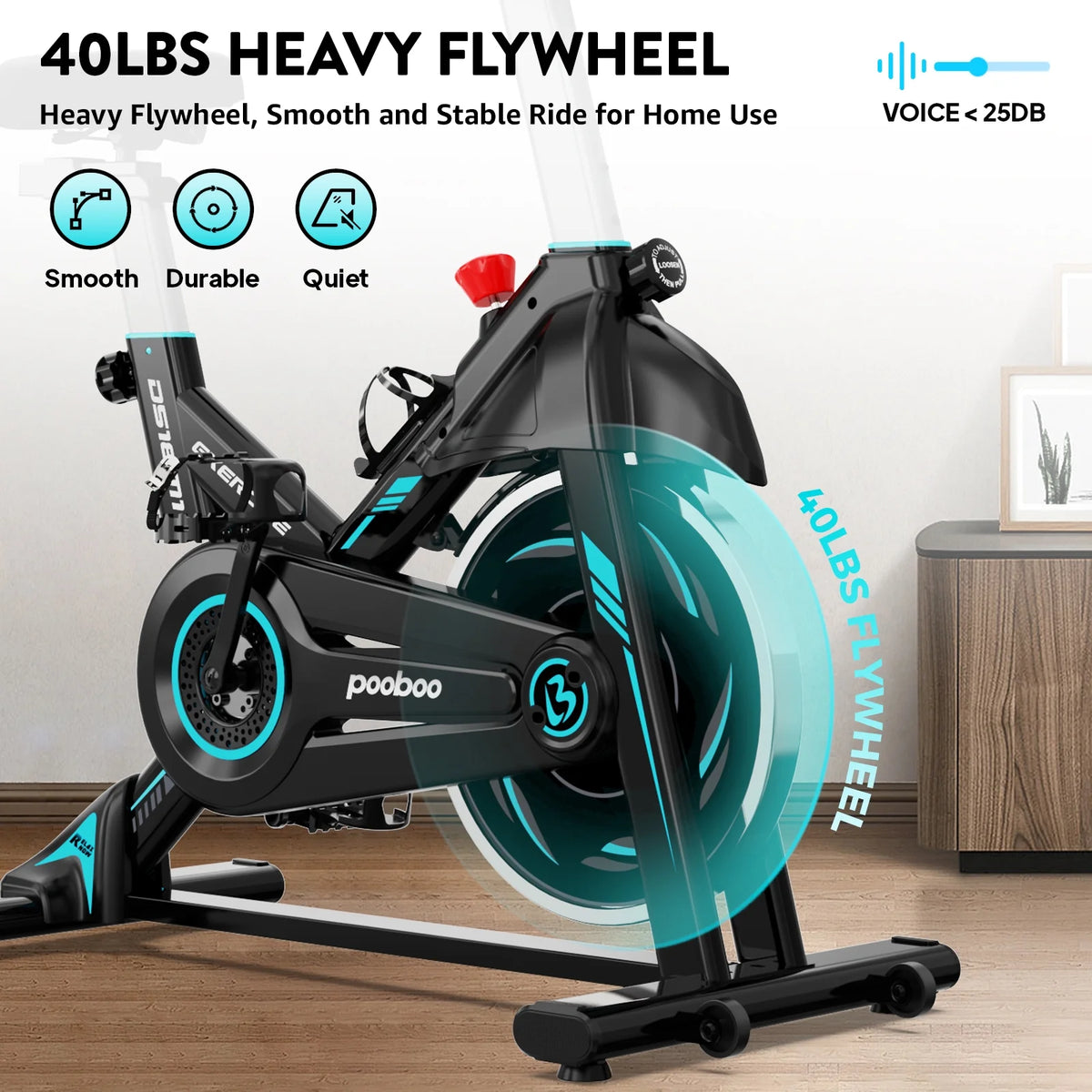 Indoor Cycling Bike Magnetic Stationary Exercise Bike 40lbs Flywheel I686607