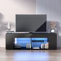 Black TV Stand with High Gloss LED Storage M43573