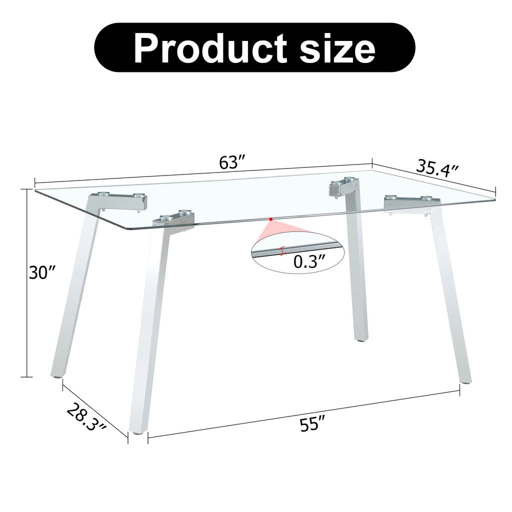 Rectangle Glass Dining Table with Metal Base M584