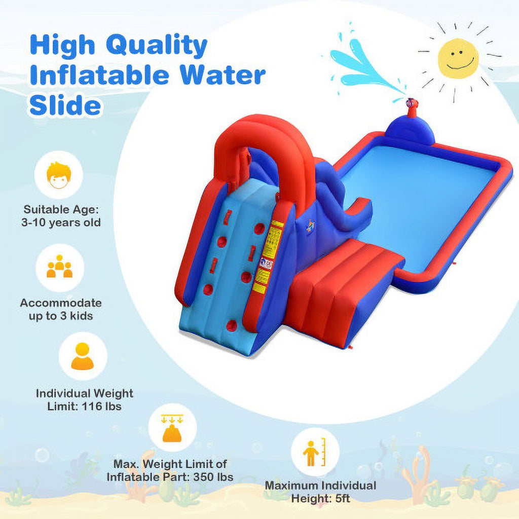 5-in-1 Inflatable Water Slide with Climbing Wall N639538