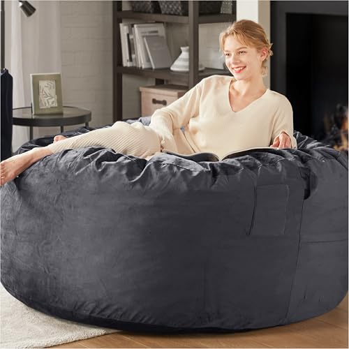 Charcoal Grey 4 FT Machine Washable Mink Bean Bag Chair H7559