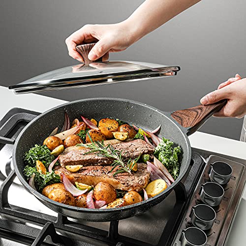 Nonstick Ceramic Frying Pan Skillet with Lid, 12.5 Inch U210