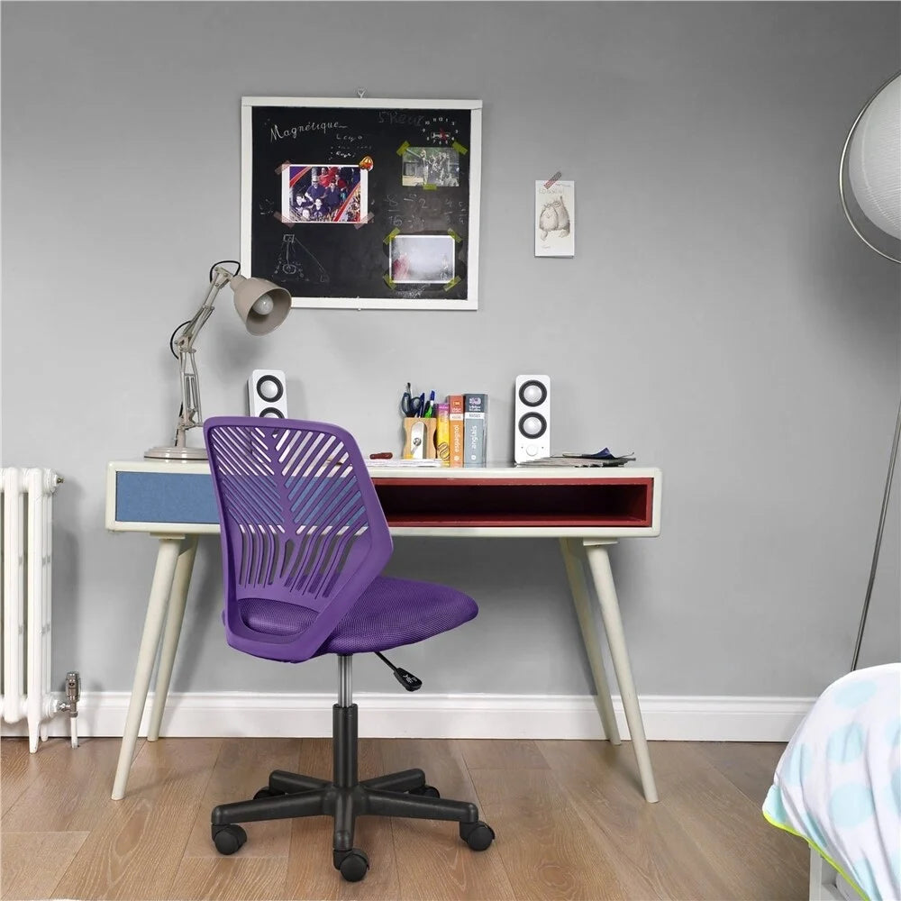 Purple Adjustable Armless Swivel Office Chair Q14695