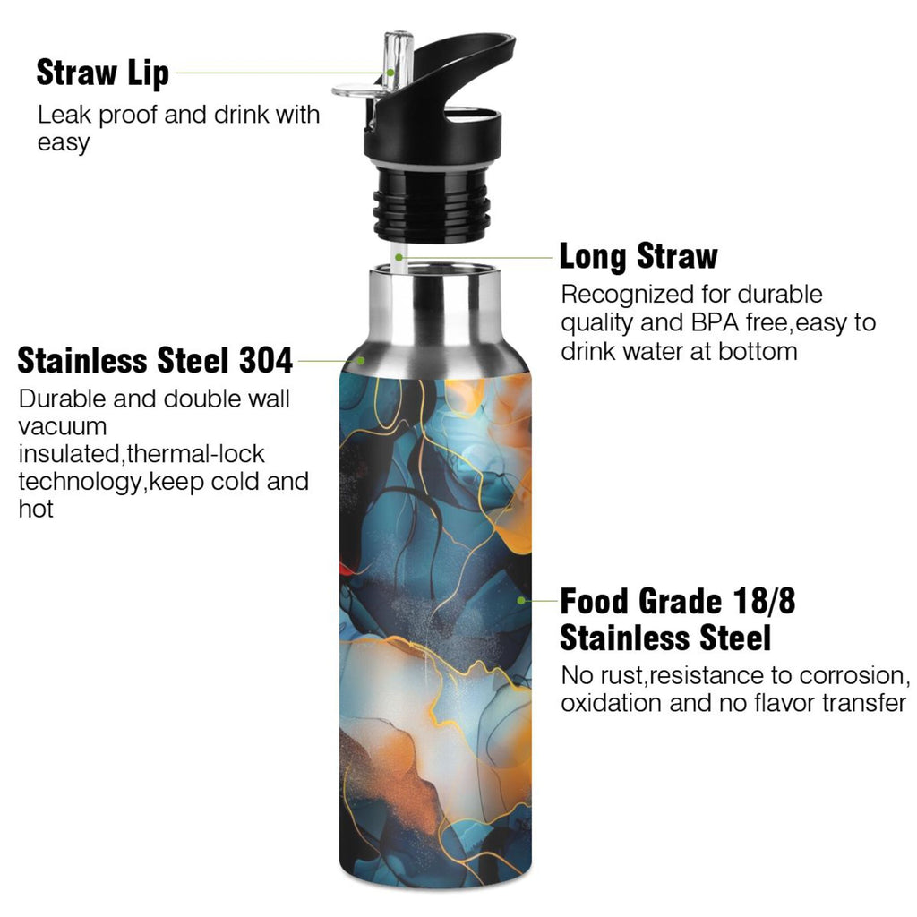 20 oz Stainless Steel Insulated Water Bottle with Straw Lid D706766