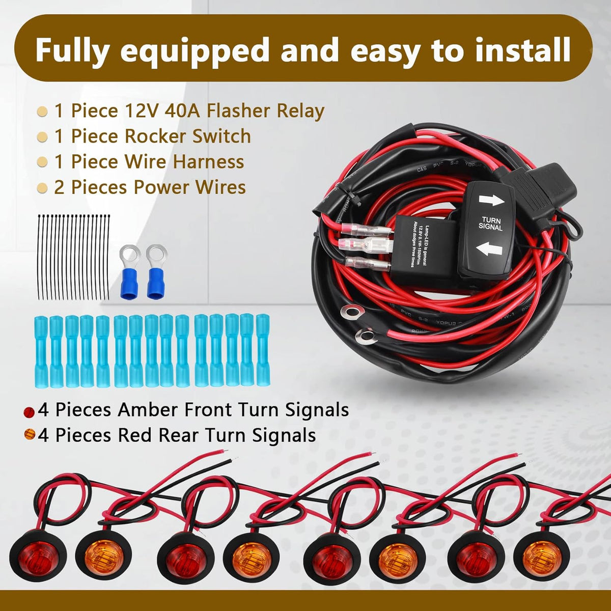 Universal UTV Rocker Switch Turn Signal Kit with Wire Harness G2188
