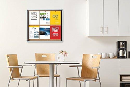Enclosed Cork Bulletin Board with Swing Door, 30 x 27, Silver Aluminum Frame O406