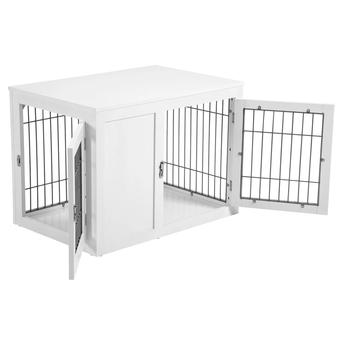 White Dog Crate Furniture End Table with Double Doors Z96591