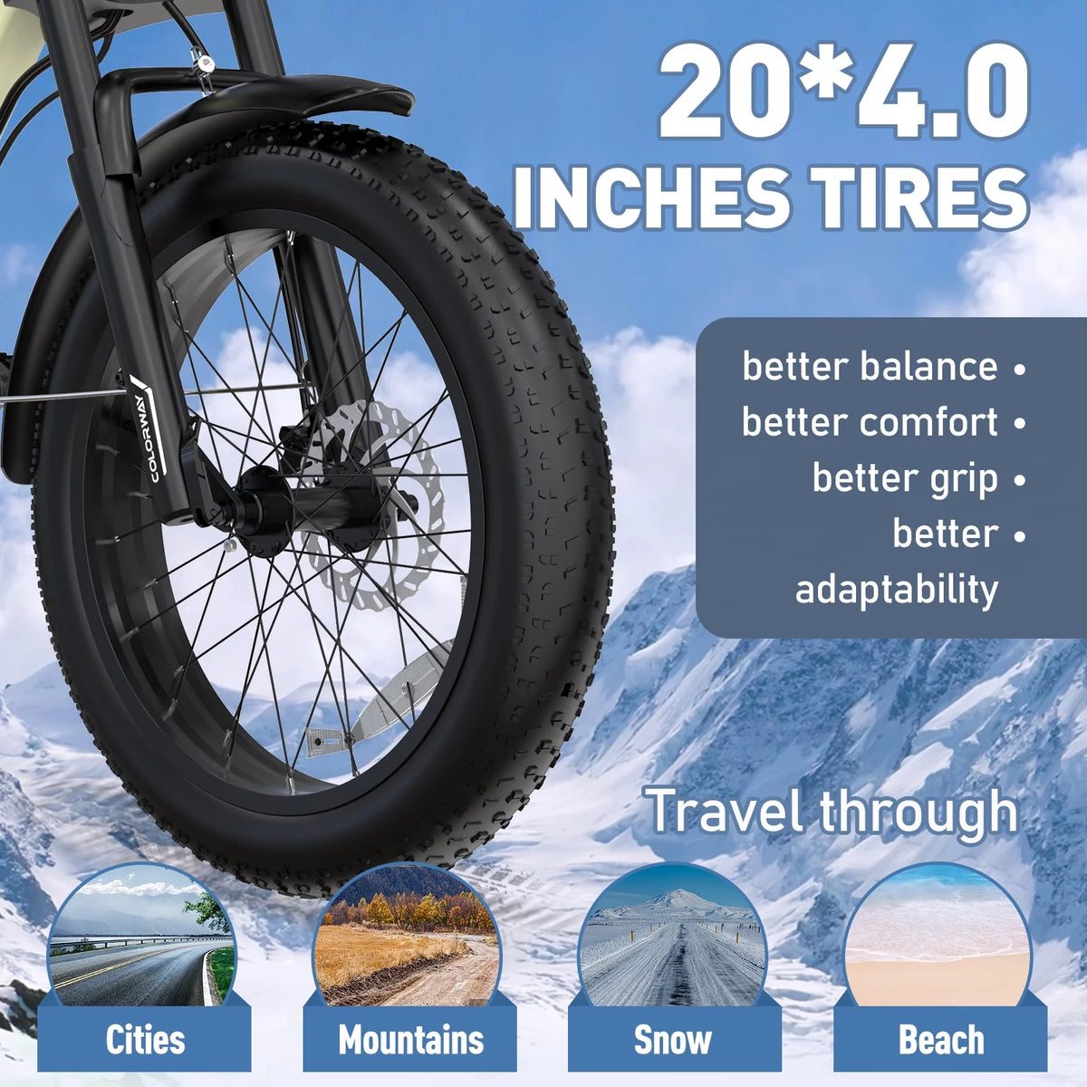 750W Electric Bike 20X4.0 Fat Tire 48V 15Ah Battery G399