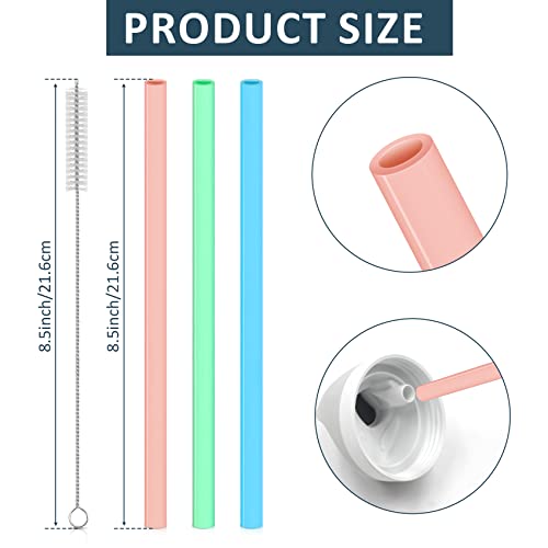 3pcs Reusable Straws with Cleaning Brush J12364