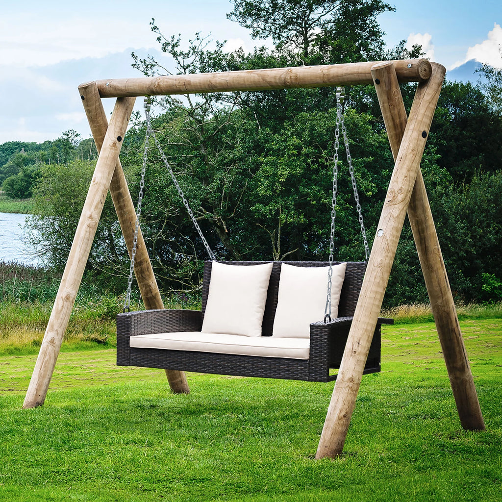 2-Person Rattan Hanging Porch Swing Bench J9691