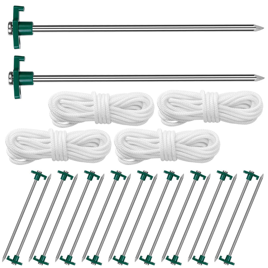 20 PCS Heavy Duty Tent Pegs and Ropes Set W1773
