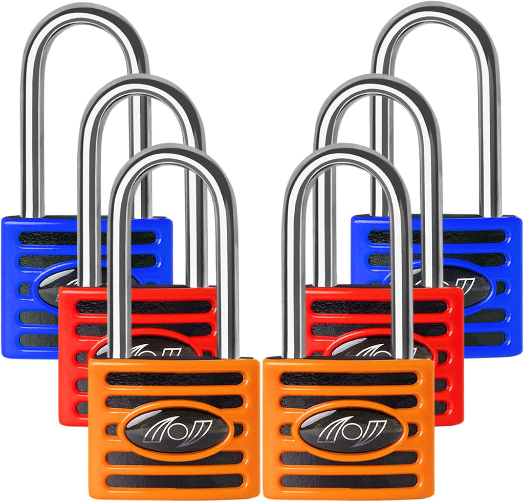 2.5 Inch Long Shackle Keyed Alike Padlocks 6 Pack Red K8495