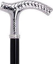 Silver 925r Fritz Leaves Handle Walking Cane with Black Beechwood Shaft and Collar A691743
