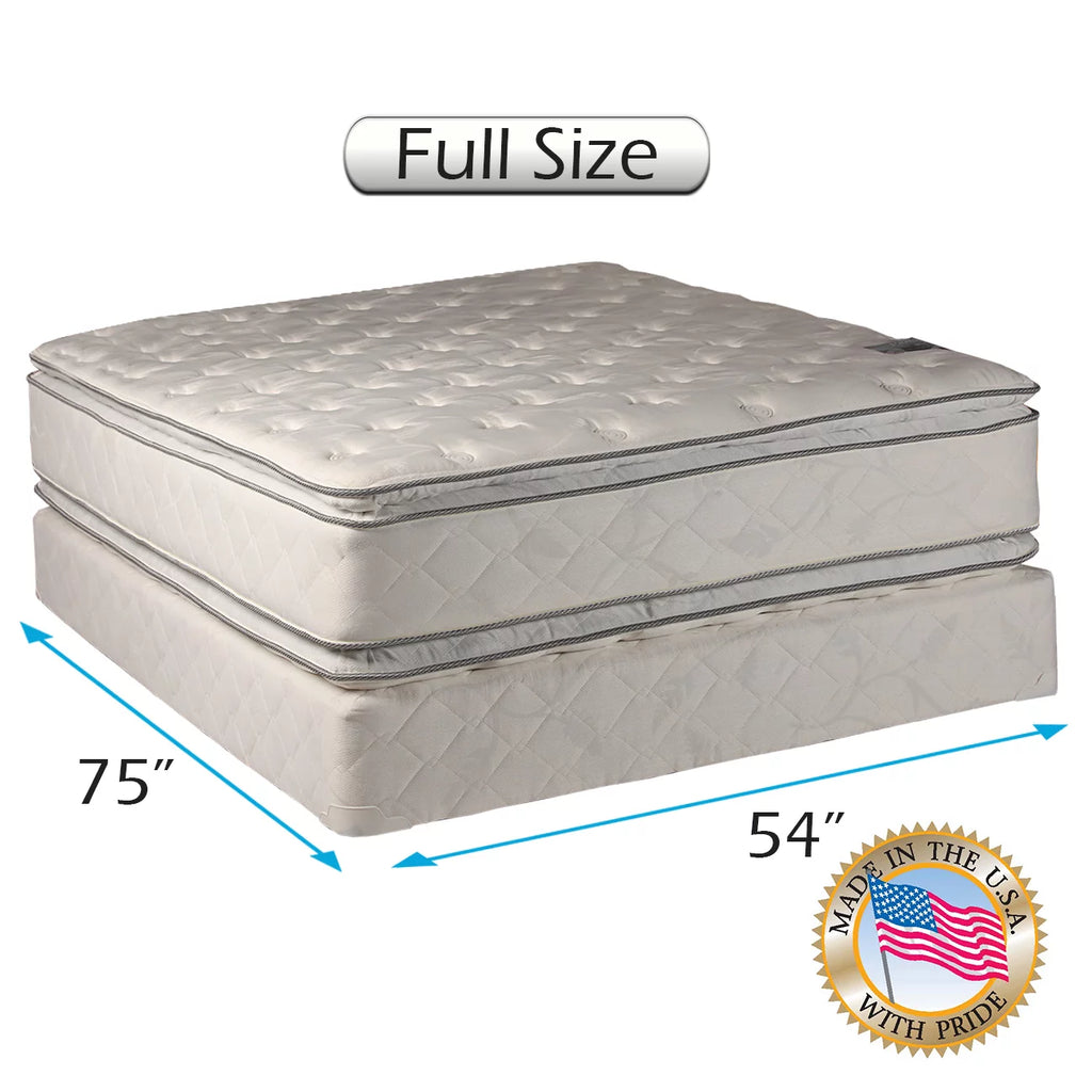 Full Size Medium Soft PillowTop Mattress Set with Bed Frame P7278